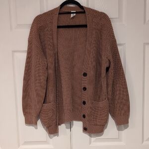 Abound Oversized Chunky Ribbed Tan Women's Cardigan Sweater - S/M
